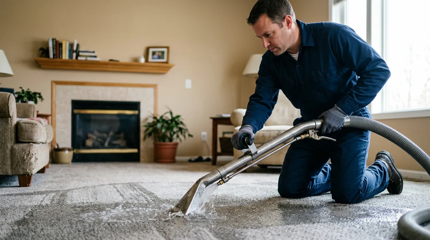 Water damage restoration technician working near Newhall, CA